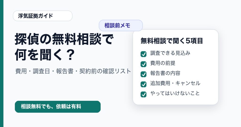探偵の無料相談で聞くことのチェックリスト